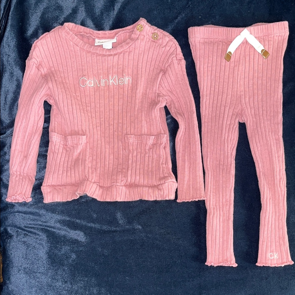 Calvin Klein Dusty Pink Ribbed Knit Set
